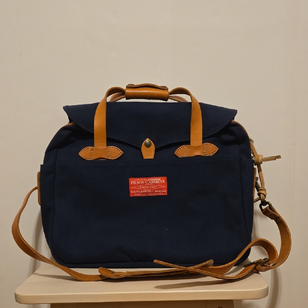 Filson Nanamica Dark Blue and Tan Briefcase